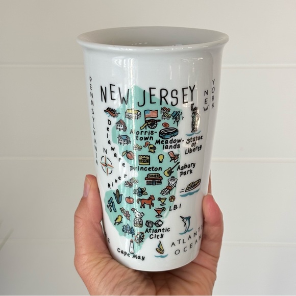 222 Fifth New Jersey White Porcelain Mug Map Design Tall Coffee Tea - Picture 13 of 13